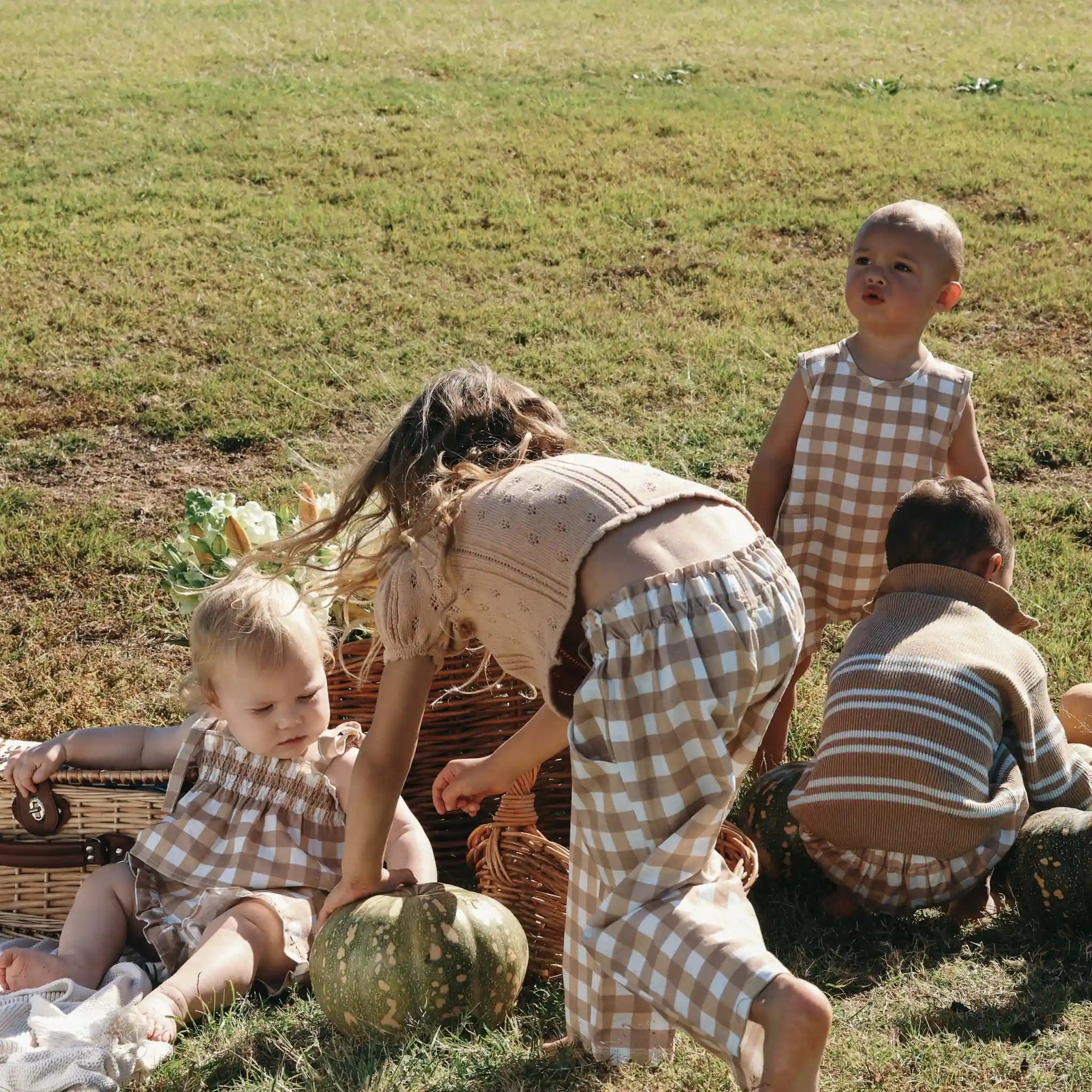 Kids Toffee Gingham Pants