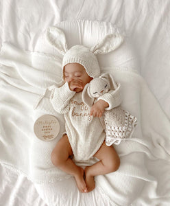 Bunny Ear Knit Bonnet - Honey