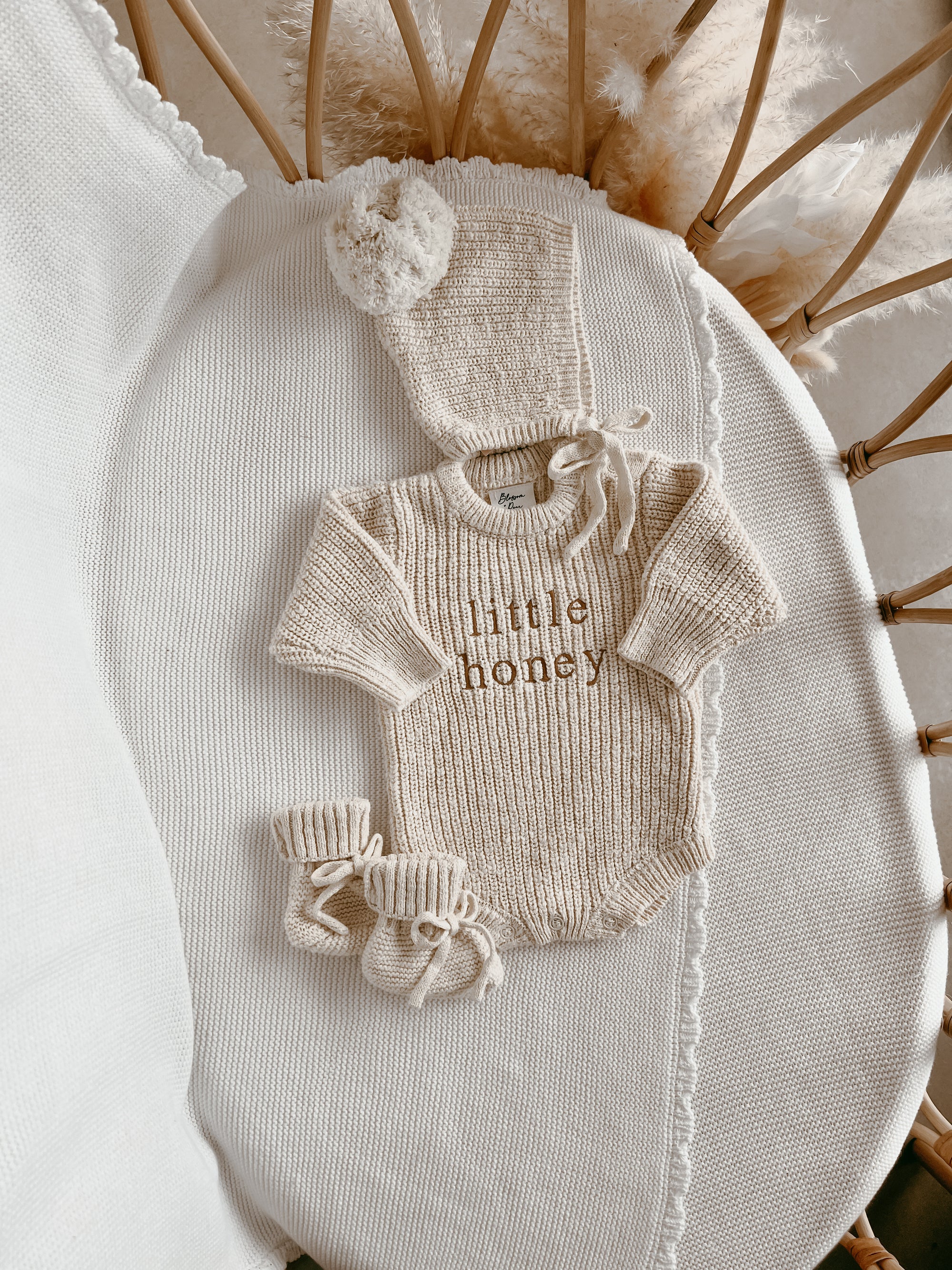 'Little Honey' Chunky Knit Romper - Honey
