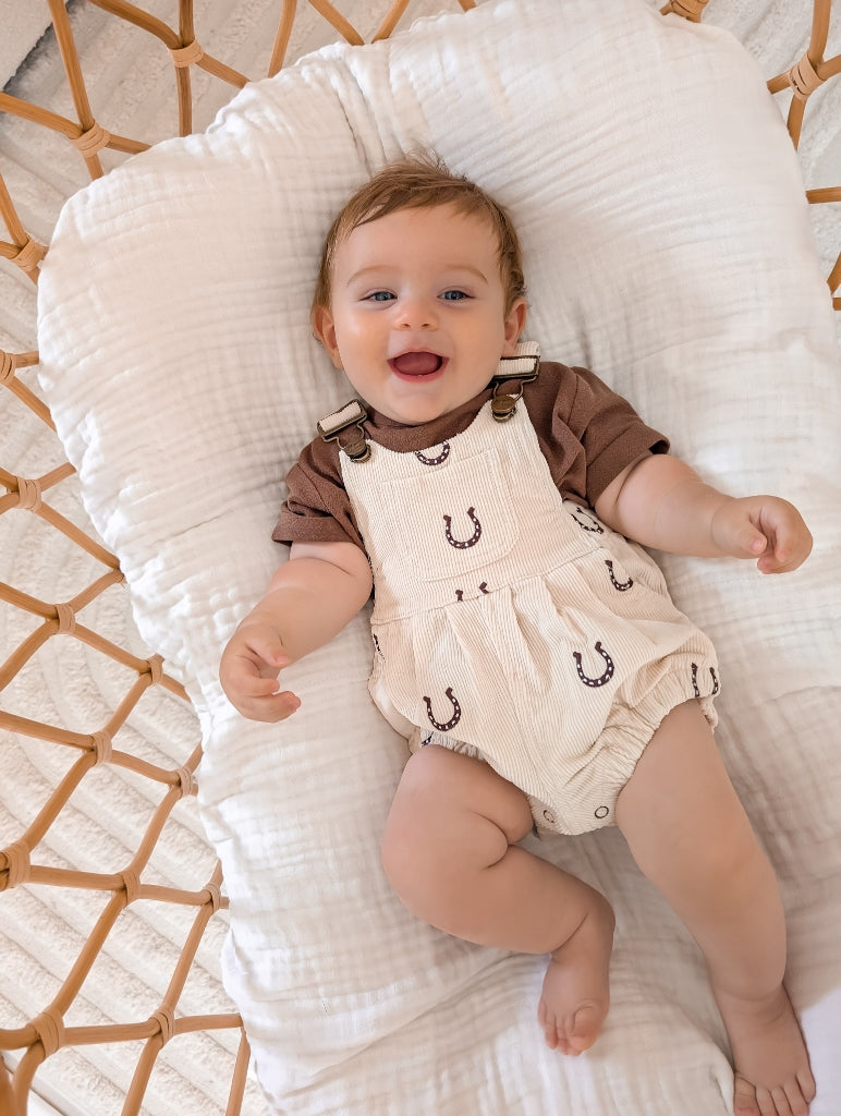Corduroy Overall Romper - Horseshoe