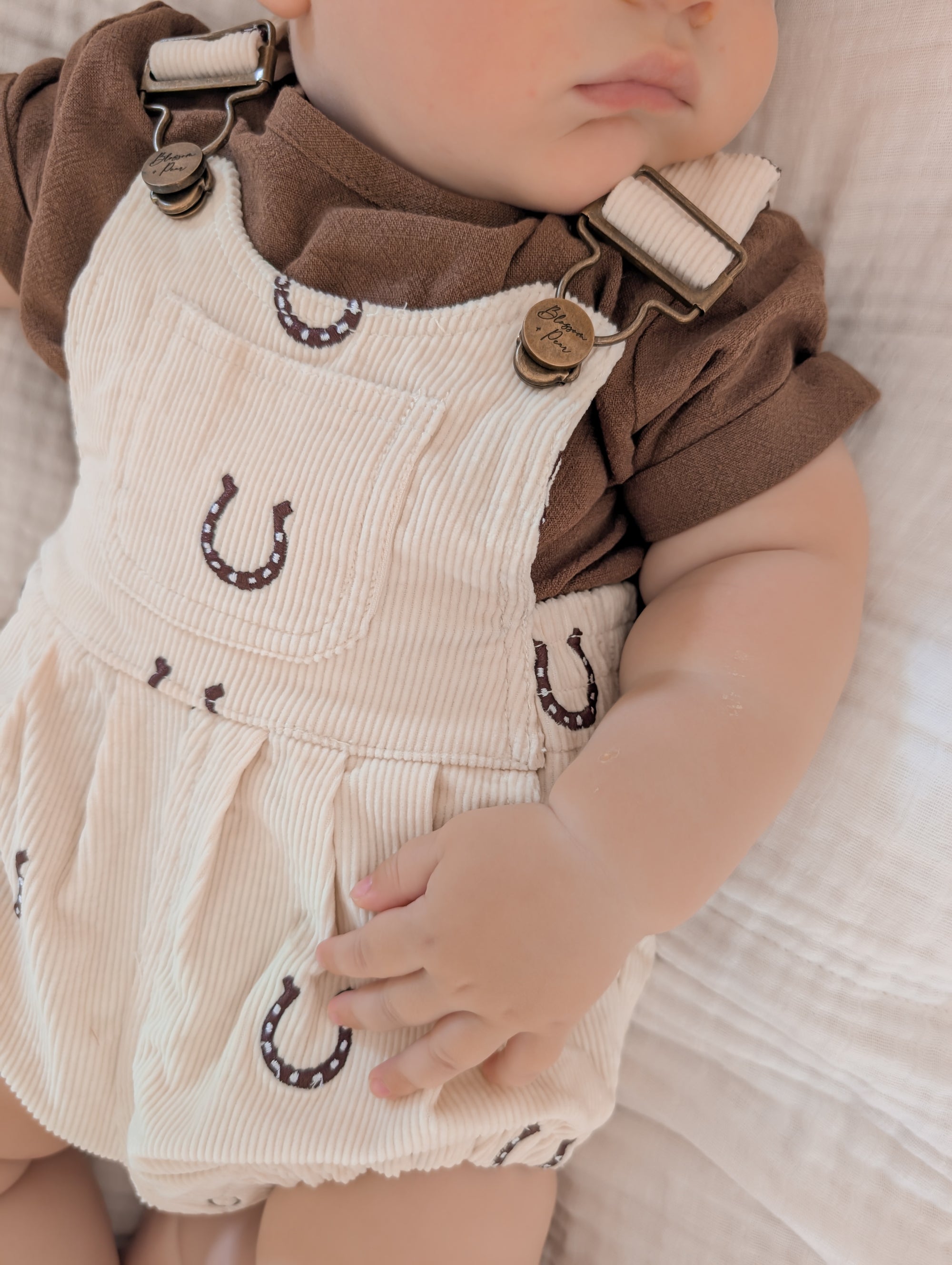 Corduroy Overall Romper - Horseshoe