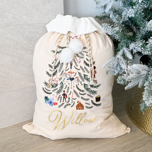 Personalised Holiday Santa Sack - Linen - PRE ORDER - Est. Dispatch End of September