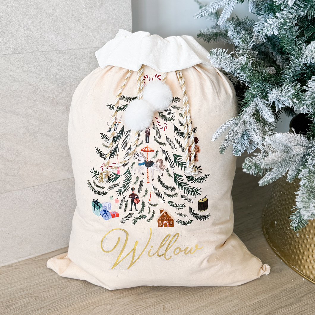 Personalised Holiday Santa Sack - Linen - PRE ORDER - Est. Dispatch End of September