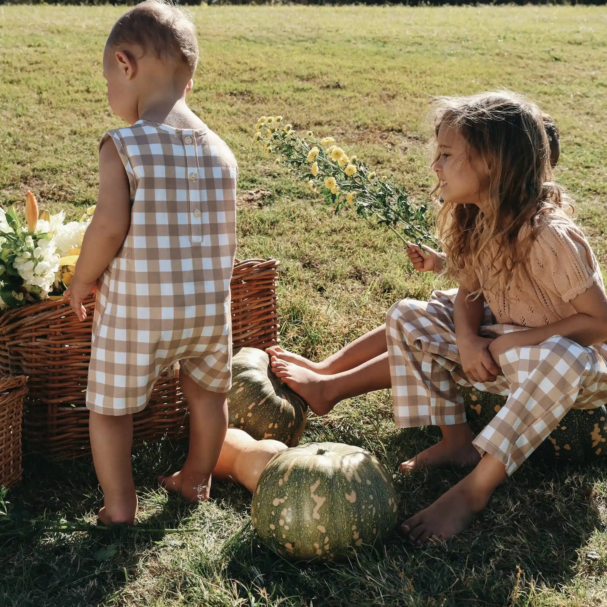 Kids Toffee Gingham Pants