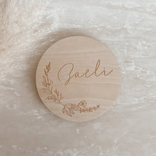 Load image into Gallery viewer, Custom Etched Wooden Name Plaque - Floral/Leaf - 15cm