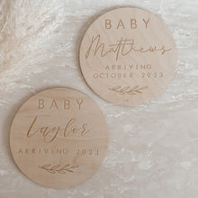 Load image into Gallery viewer, Custom Wooden Pregnancy Announcement Plaque - 15cm
