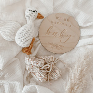 We're Having a Baby Etched Wooden Plaque - 15cm