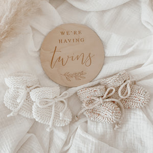 We're Having Twins Etched Wooden Plaque - 15cm