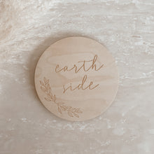 Load image into Gallery viewer, &#39;Earth Side&#39; Etched Wooden Plaque - Leaf/Floral/Moon - 15cm
