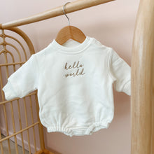 Load image into Gallery viewer, ‘Hello World&#39; Long Sleeve Bubble Romper