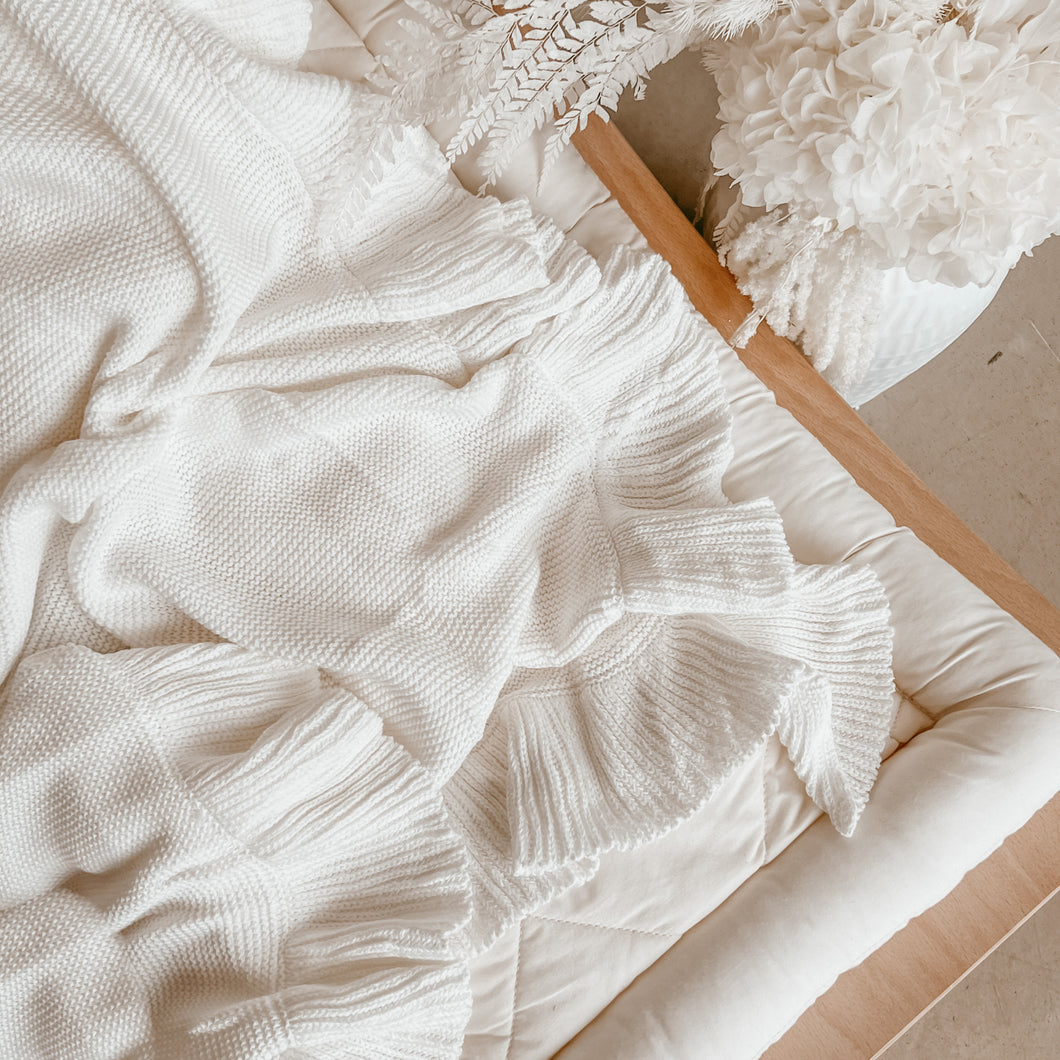 Heirloom Poppy Knit Blanket - 100% Cotton