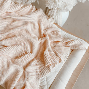 Heirloom Poppy Frill Knit Blanket - 100% Cotton