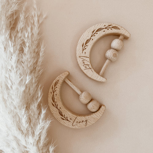 Custom Wooden Moon Rattle