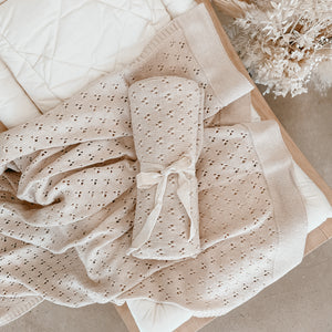 Heirloom Pointelle Knit Blanket - 100% Cotton