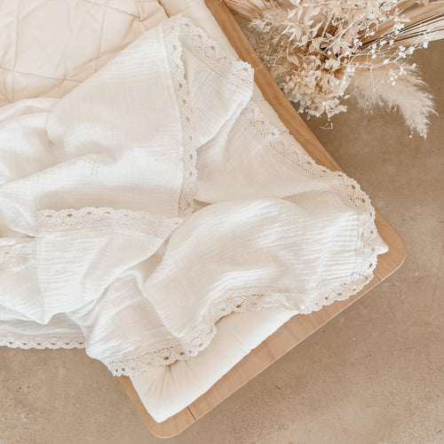 Lace Muslin Swaddle Blanket