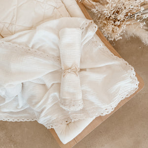 Lace Muslin Swaddle Blanket