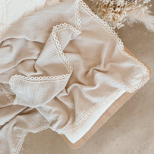 Lace Muslin Swaddle Blanket