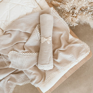 Lace Muslin Swaddle Blanket