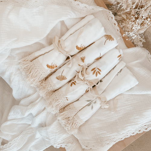 Fringe Trim Pattern Swaddle Blankets