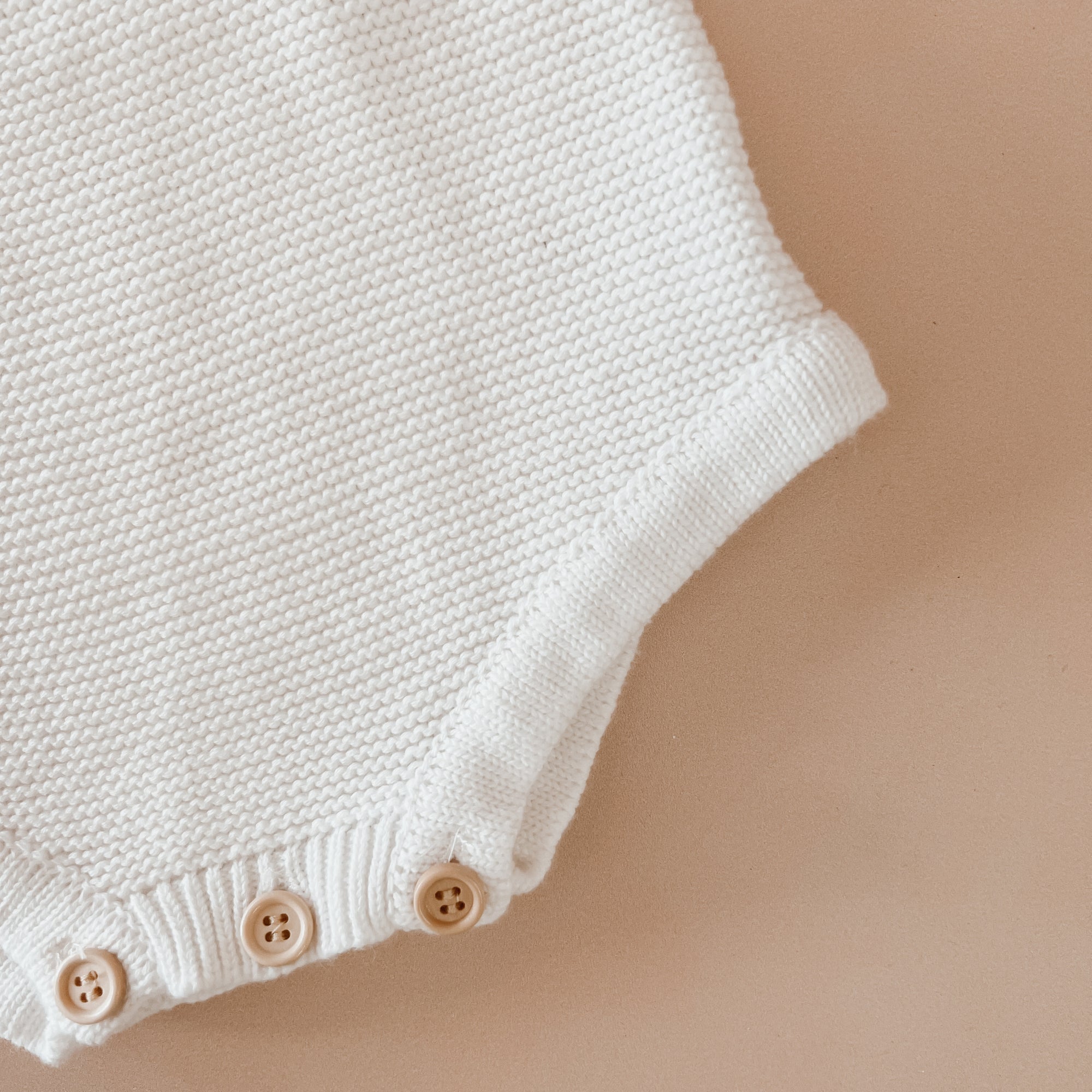 Milk Long Sleeve Knit Romper- Button Up