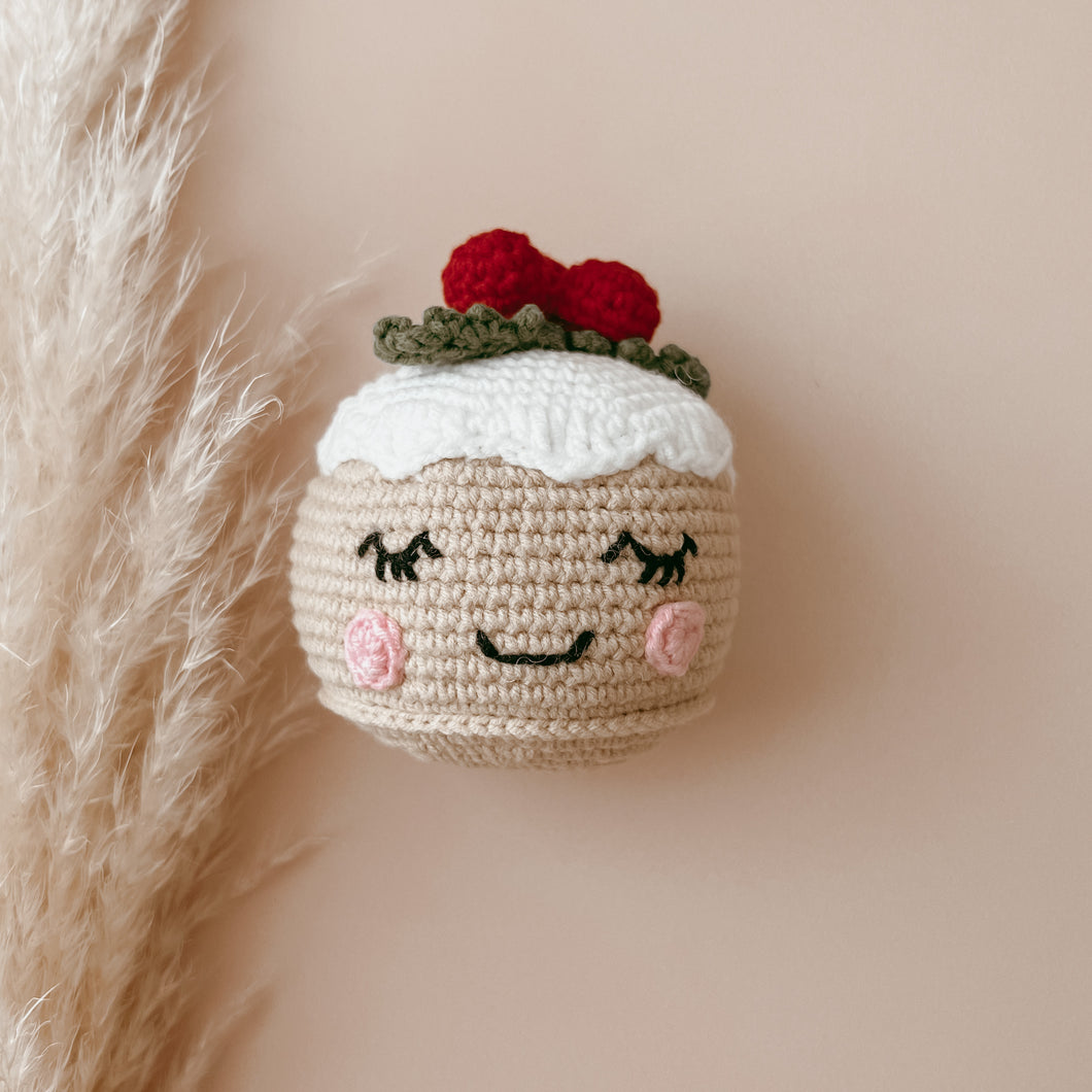 Christmas Pudding Crochet Rattle