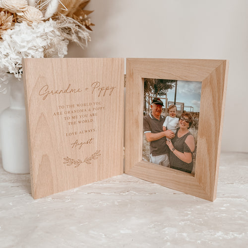 Grandparent 'You Are My World' Quote Personalised Wooden Photo Frame