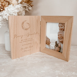 Grandparent 'Moon & Back' Quote Personalised Wooden Photo Frame