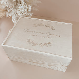 Replacement Lid for Large Size Etched Wooden Personalised Baby Keepsake Box