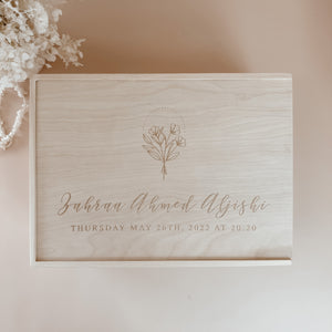 Etched Wooden Personalised Baby Keepsake Box - Regular or Large