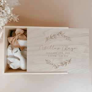 Etched Wooden Personalised Baby Keepsake Box - Regular or Large
