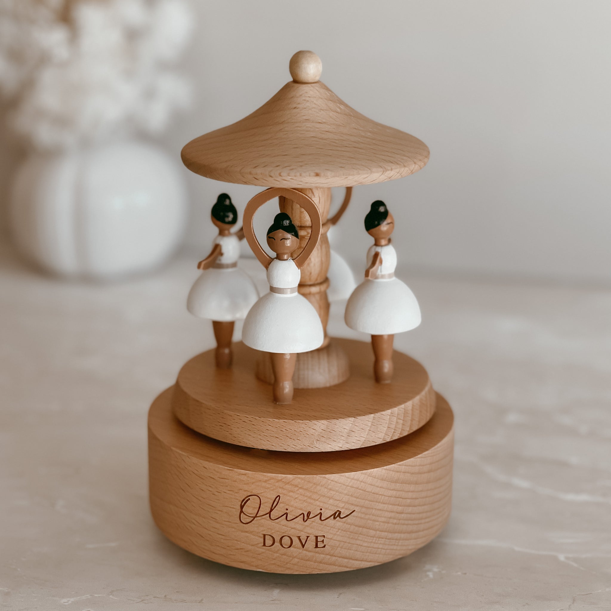 Heirloom Wooden Musical Carousel Blossom and Pear