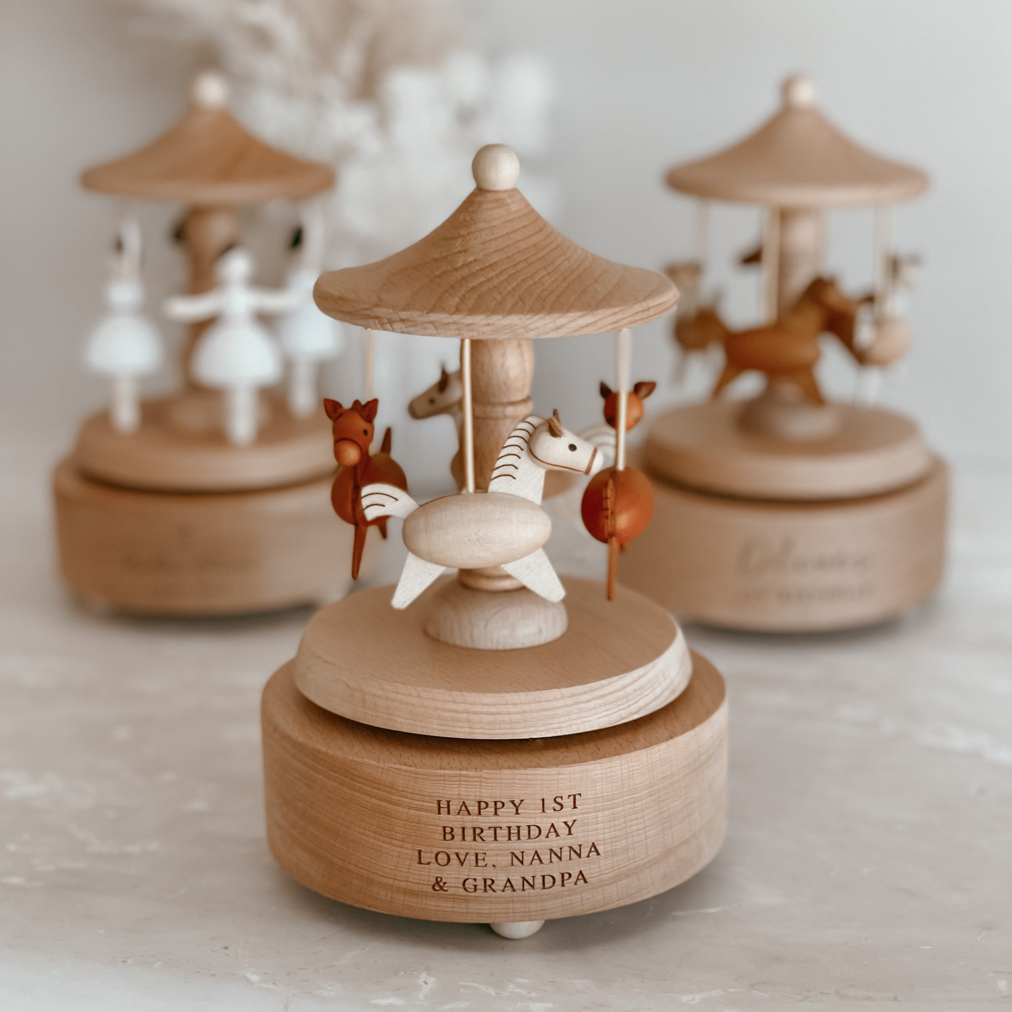 ALMOST PERFECT Heirloom Wooden Musical Carousel - Horse
