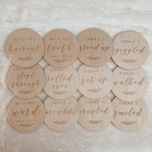 Load image into Gallery viewer, Etched Wooden Baby Firsts Moment Collection - Set of 12 - 10cm