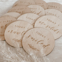 Load image into Gallery viewer, Etched Wooden Baby Firsts Moment Collection - Set of 12 - 10cm