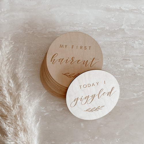 Etched Wooden Baby Firsts Moment Collection - Set of 12 - 10cm