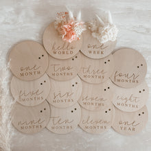 Load image into Gallery viewer, Dried Floral Wooden Baby Milestone Collection - Set of 14 - 10cm