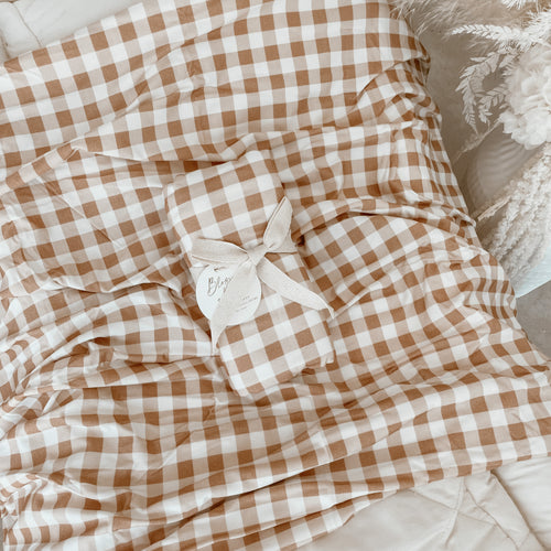 Caramel Gingham Bamboo Jersey Swaddle