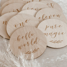Load image into Gallery viewer, Etched Wooden Baby Milestone Collection - Set of 14 - 10cm
