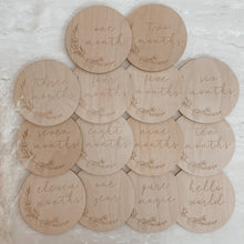 Load image into Gallery viewer, Etched Wooden Baby Milestone Collection - Set of 14 - 10cm