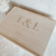 Load image into Gallery viewer, Wedding + Anniversary Wooden Personalised Keepsake Box