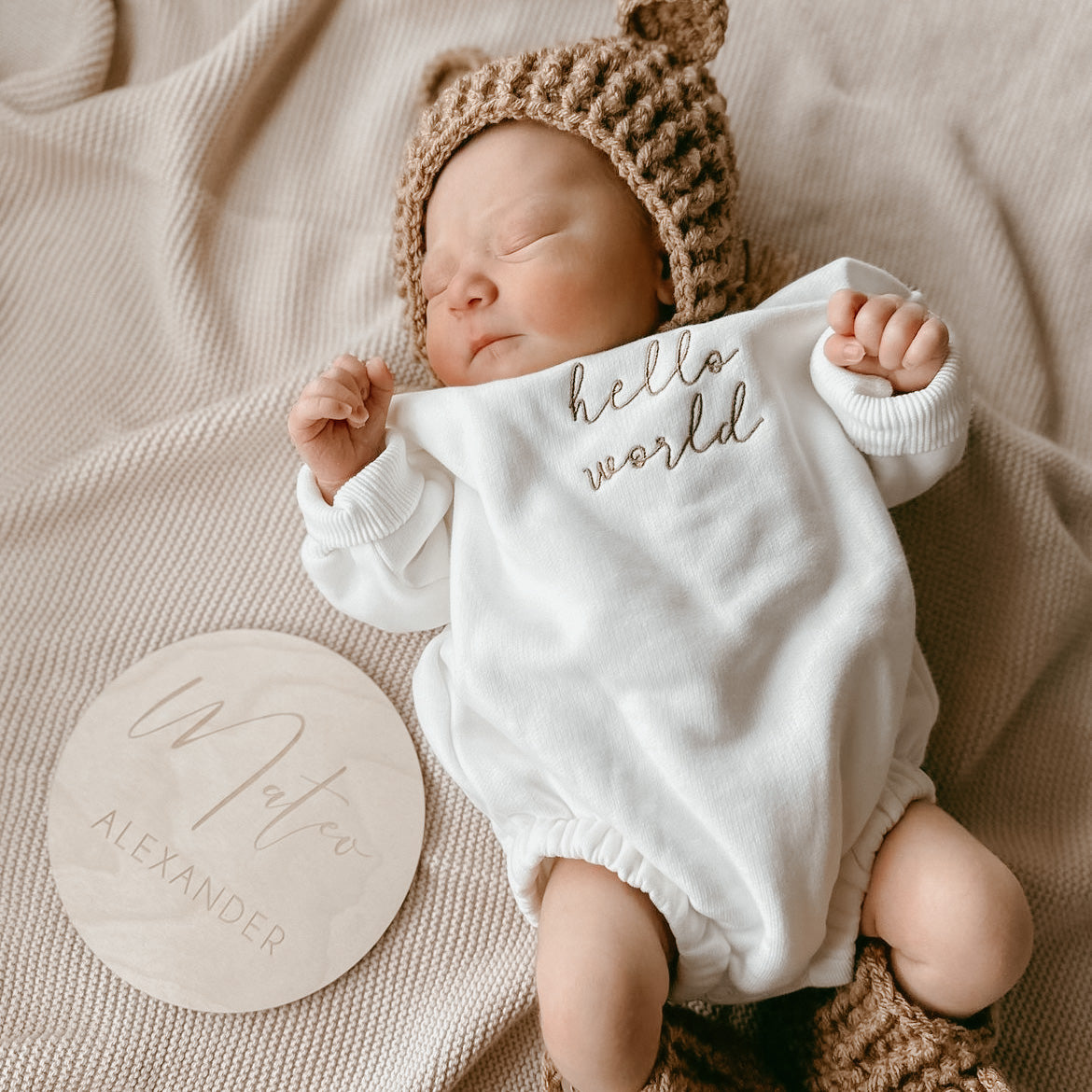 ‘Hello World' Long Sleeve Bubble Romper