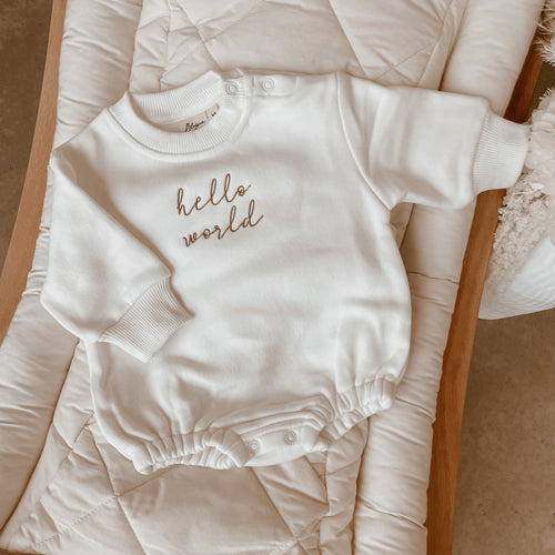 ‘Hello World' Long Sleeve Bubble Romper