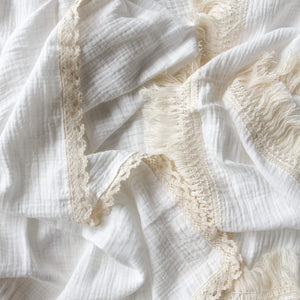 Lace Muslin Swaddle Blanket